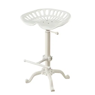 Homezia 23" White Iron Backless Adjustable Height Bar Chair