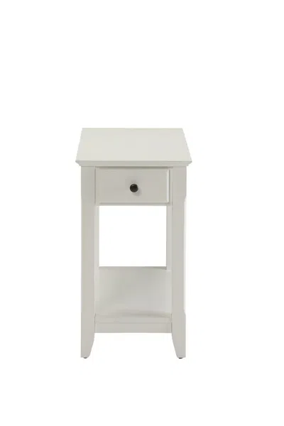 Homezia 23" White Solid And Manufactured Wood End Table With Drawer And Shelf