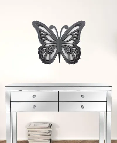 Homezia 23" X 19" Black Rustic Butterfly Wooden Wall Decor