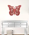 Homezia 23" X 19" X 4" Red Rustic Butterfly Wooden Wall Decor