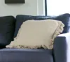 Homezia 24" Beige Pillow With Ruffled Edges