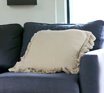 Homezia 24" Beige Pillow With Ruffled Edges