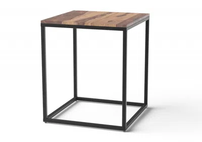 Homezia 24" Black And Brown Solid Wood End Table
