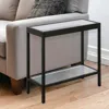 Homezia 24" Black And Clear Glass And Steel End Table With Shelf