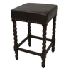 Homezia 24" Black And Espresso Faux Leather And Solid Wood Backless Counter Height Bar Chair