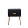 Homezia 24" Black And Gold End Table With Two Drawers
