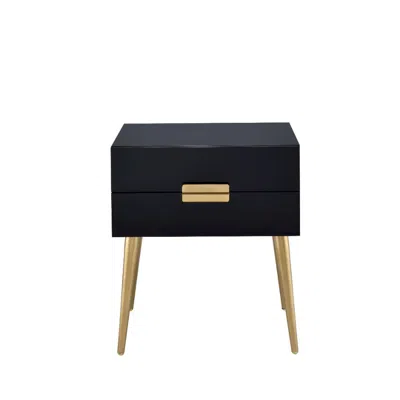 Homezia 24" Black And Gold End Table With Two Drawers