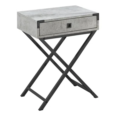 Homezia 24" Black And Gray Wood And Metal End Table With Drawer In Multi