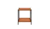 HOMEZIA 24" BLACK AND HONEY OAK WOOD AND METAL SQUARE END TABLE WITH SHELF