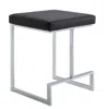 Homezia 24" Black And Silver Faux Leather And Steel Backless Counter Height Bar Chair