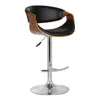 Homezia 24" Black And Silver Solid Wood Swivel Low Back Adjustable Height Bar Chair