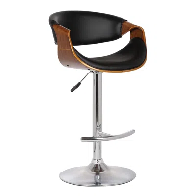 Homezia 24" Black And Silver Solid Wood Swivel Low Back Adjustable Height Bar Chair In Multi