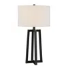 Homezia 24" Black And White Metal Table Lamp With White Drum Shade