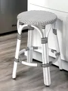 Homezia 24" Black And White Rattan Backless Counter Height Bar Chair