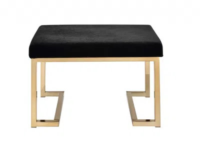 Homezia 24" Black Cotton Blend And Gold Ottoman