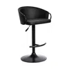Homezia 24" Black Faux Leather And Iron Swivel Low Back Adjustable Height Bar Chair