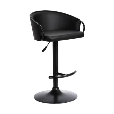 Homezia 24" Black Faux Leather And Iron Swivel Low Back Adjustable Height Bar Chair