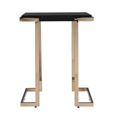 Homezia 24" Black Geometric Metal Square End Table