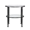 Homezia 24" Black Glass And Iron Round End Table