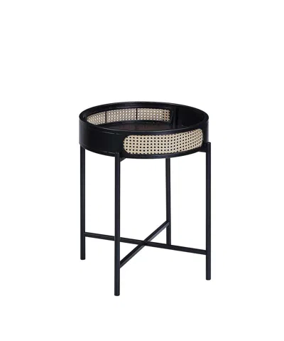 Homezia 24" Black Melamine Veneer And Manufactured Wood Round End Table