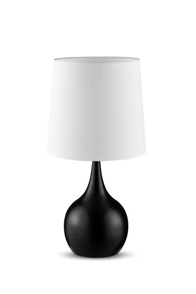 Homezia 24" Black Metal Bedside Table Lamp With White Shade