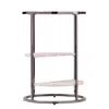 Homezia 24" Black Metal Glass And Faux Marble Round End Table With Two Shelves