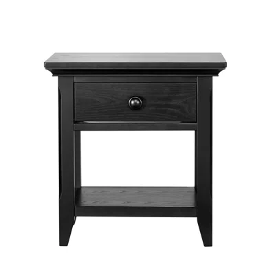 Homezia 24" Black One Drawer Nightstand