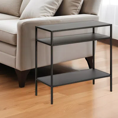 Homezia 24" Black Steel End Table With Two Shelves