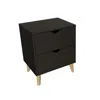 Homezia 24" Black Two Drawer Faux Wood Nightstand