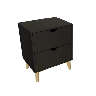 Homezia 24" Black Two Drawer Faux Wood Nightstand