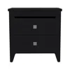 Homezia 24" Black Two Drawer Faux Wood Nightstand