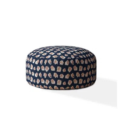 Homezia 24" Blue Canvas Round Abstract Pouf Cover