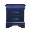 Homezia 24" Blue Two Drawer Solid Wood Lighted Nightstand