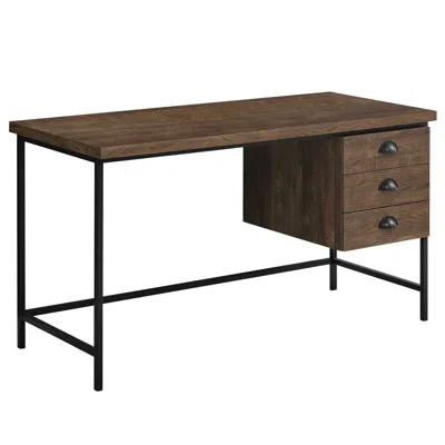 Homezia 24" Brown And Black Computer Desk With Three Drawers