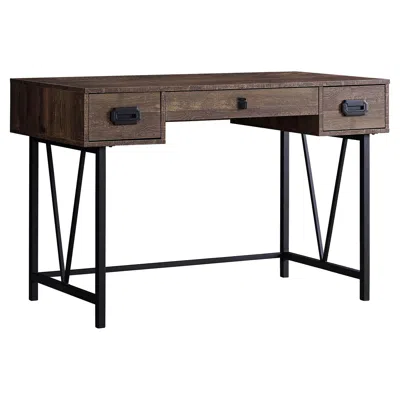 Homezia 24" Brown And Black Computer Desk With Two Drawers