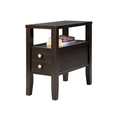 Homezia 24" Brown End Table With Two Drawers In Blue