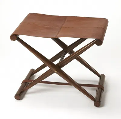 Homezia 24" Brown Faux Leather Ottoman