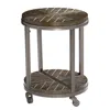 Homezia 24" Brown Manufactured Wood And Iron Round End Table With Shelf