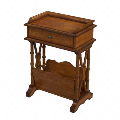 Homezia 24" Brown Solid And Manufactured Wood Rectangular End Table With Drawer