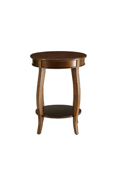 Homezia 24" Brown Solid Wood Round End Table