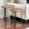 Homezia 24" Brown Solid Wood Round End Table