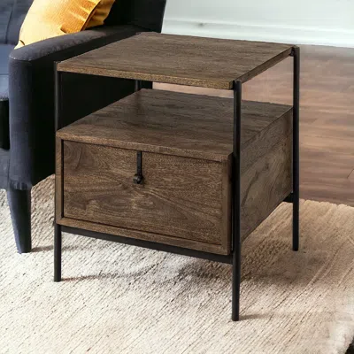 Homezia 24" Brown Solid Wood Square End Table