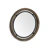 Homezia 24" Brown Wood And Black Metal Double Frame Wall Mirror