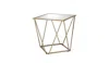 Homezia 24" Champagne And Silver Glass And Metal Square Mirrored End Table