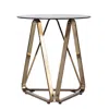 Homezia 24" Champagne Glass And Iron Round End Table