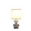 Homezia 24" Chrome And Faux Crystal Double Orb Table Lamp With White Classic Drum Shade