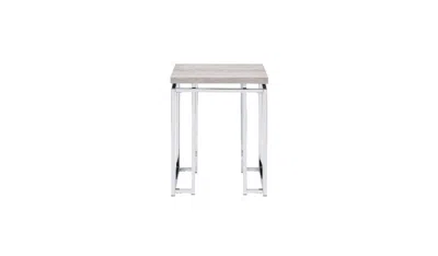 Homezia 24" Chrome And Natural Oak Manufactured Wood And Metal Square End Table