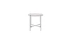 Homezia 24" Chrome And White Oak Manufactured Wood And Metal Round End Table