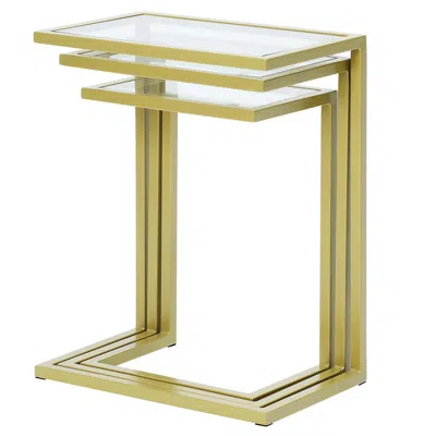Homezia 24" Chrome Glass Rectangular End Table In Brown