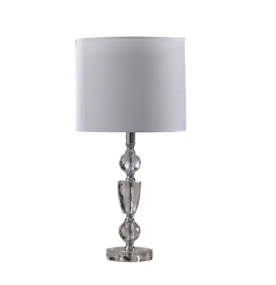 Homezia 24" Clear Cut Faux Crystal Glam Table Lamp With White Classic Drum Shade